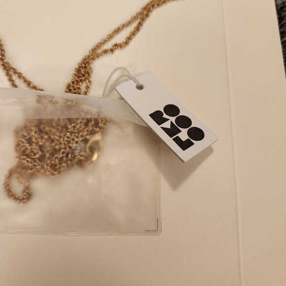 Romolo Layered Gold Necklace Silver Hammered Oval Pendants - Picture 7 of 8